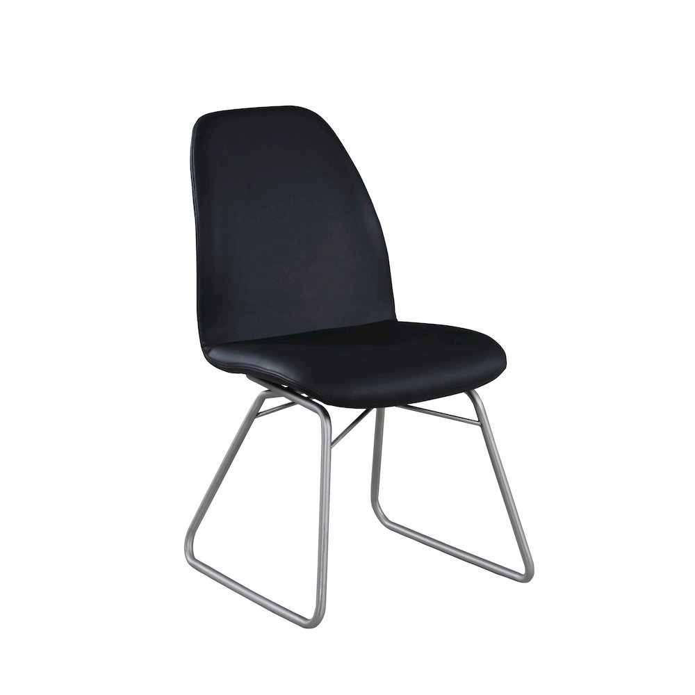 Curved Back Side Chair W/ Sled Base - Set Of 2, Black. Picture 1