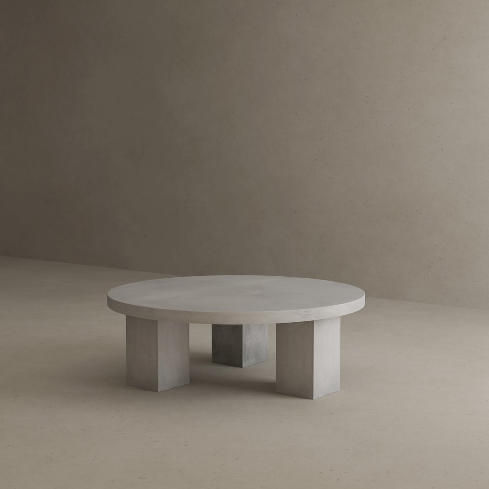 Ella Round Coffee Table Small In Ivory Concrete. Picture 4