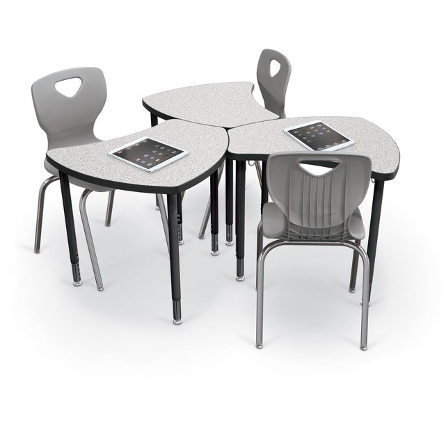 Snap Desk Configurable Student Desking -Gray Nebula Top Surface & Black Edgeband. Picture 3