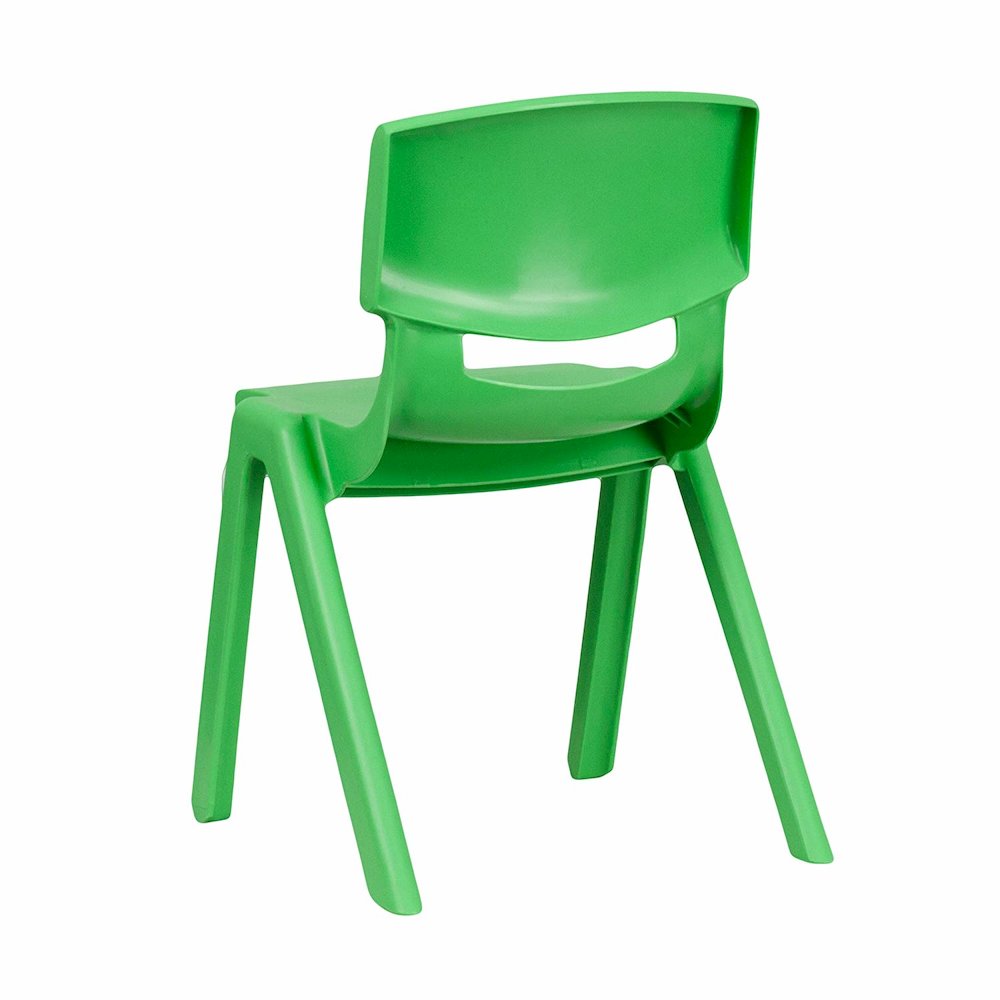 Green Plastic Stackable School Chair with 13.25'' Seat Height pack of 5. Picture 5
