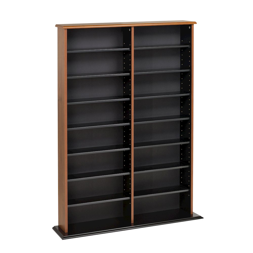 Cherry & Black Double Width Wall Storage. Picture 1