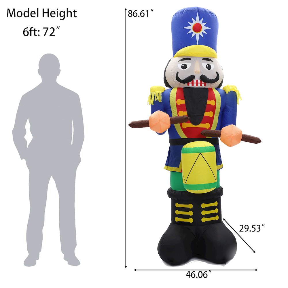 7Ft Nutcracker Dummer Inflatable with LED Lights. Picture 8