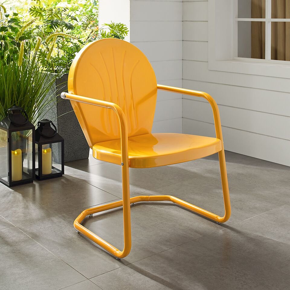 Griffith Outdoor Metal Armchair Tangerine Gloss. Picture 9