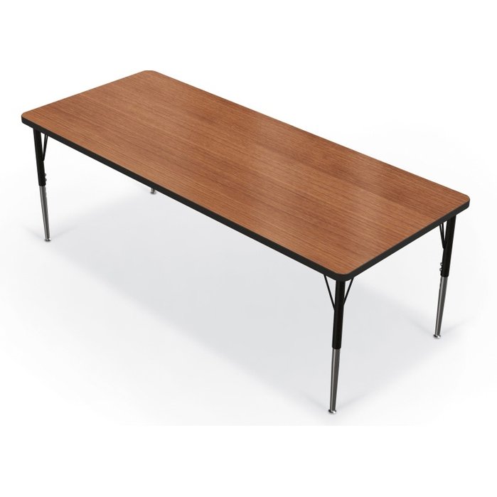 Activity Table - 30"X72" Rectangle - Amber Cherry Top Surface - Black Edgeband. Picture 1