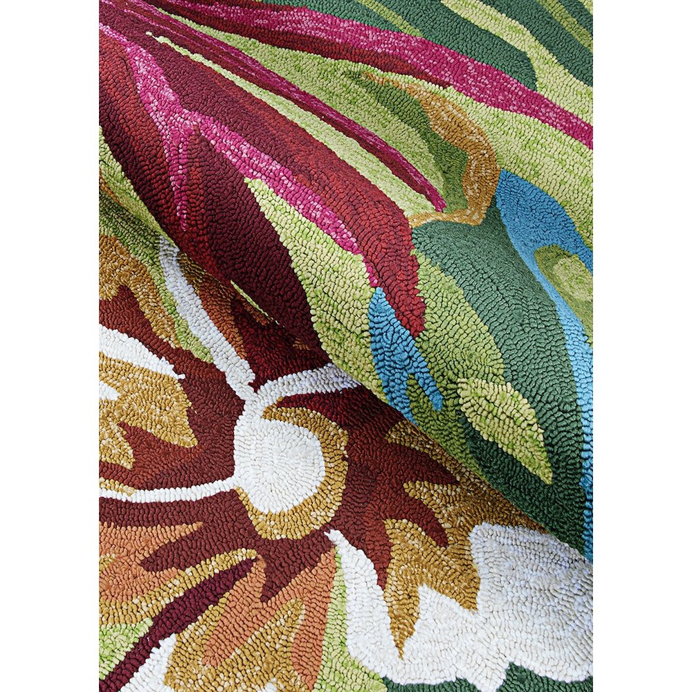Painted Fern Area Rug, Fern/Red ,Round, 7'10" x 7'10". Picture 2