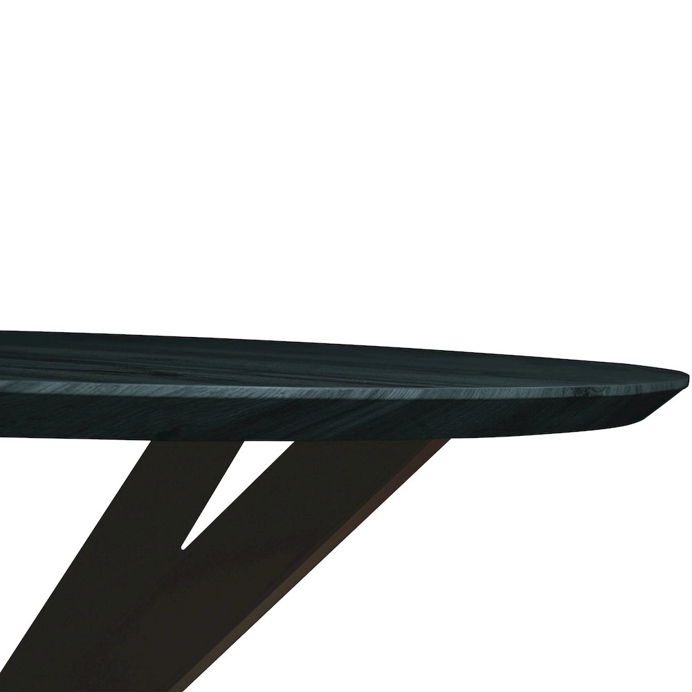 Ravenna 47" Round Wood Dining Table With Modern Metal Base. Picture 3