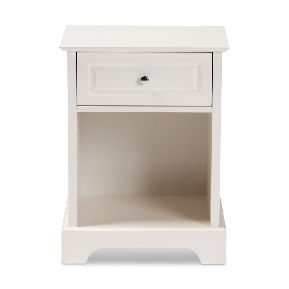 Baxton Studio Chase Modern Transitional White Finished 1Drawer Wood Nightstand. Picture 4