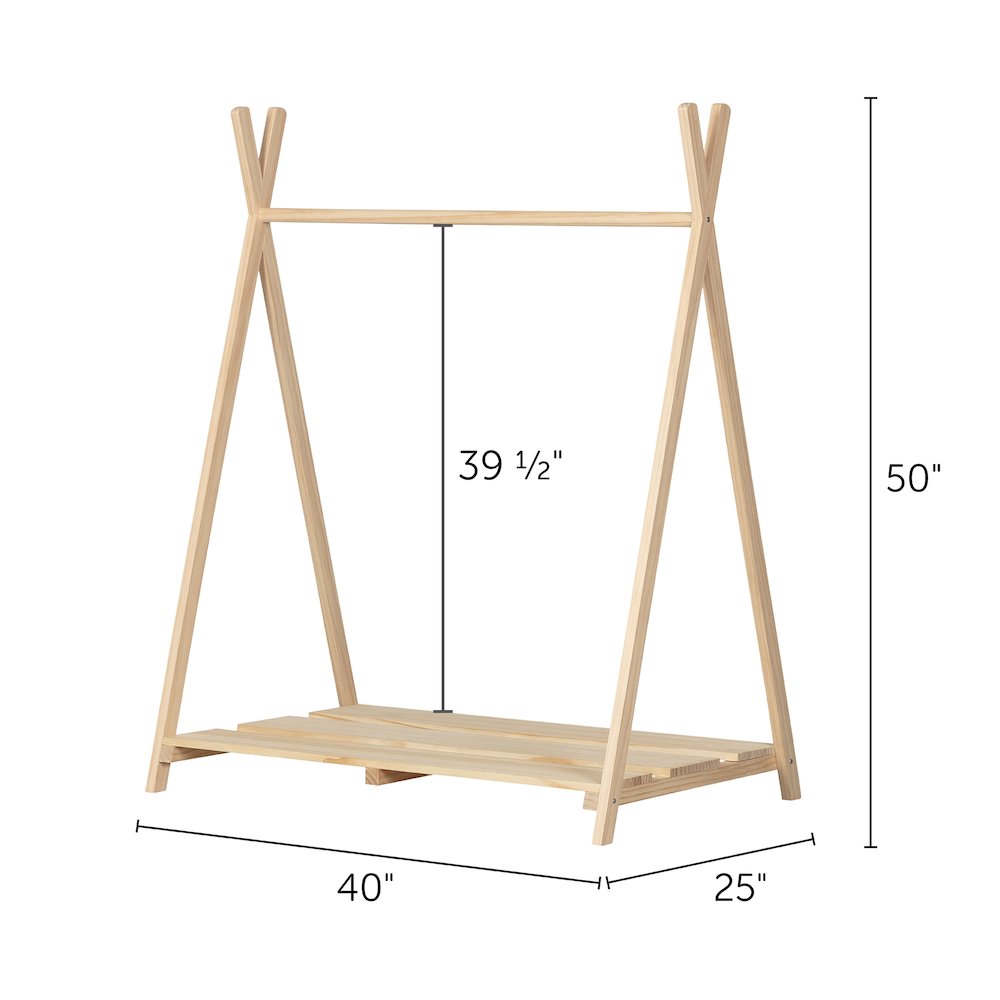 Sweedi Natural Pine Scandinavian Clothes Rack for Kids. Picture 2