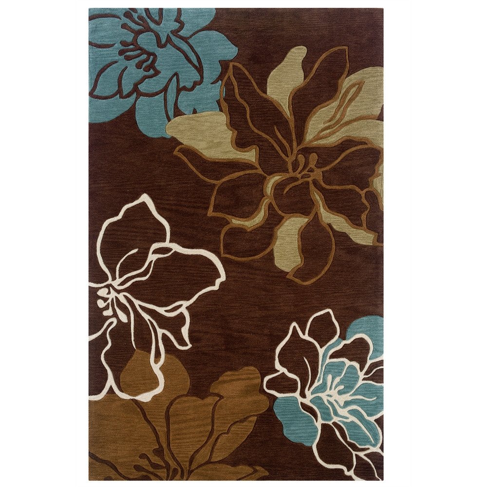 Trio Collection Space Dyed Brown & Turquoise 5 x 7 Rug. Picture 1