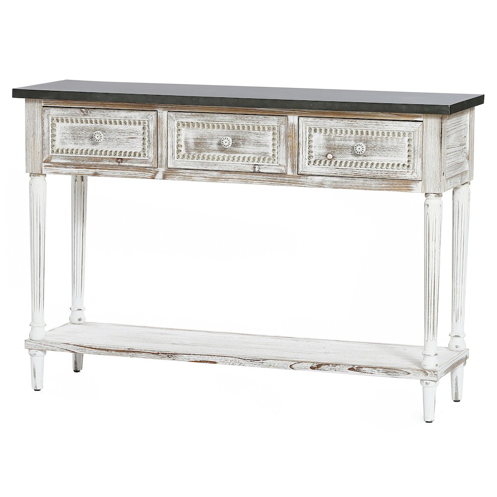 Wood and Metal Farmhouse Distressed Console Table. Picture 3