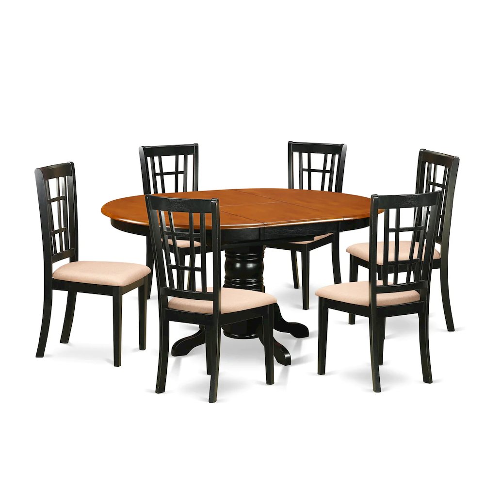 KENI7-BCH-C 7 PC Kitchen Table set-Dining Table and 6 Wooden Kitchen Chairs. Picture 1