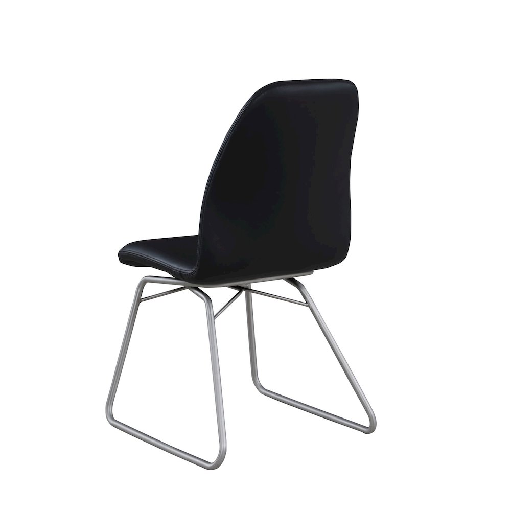 Curved Back Side Chair W/ Sled Base - Set Of 2, Black. Picture 2