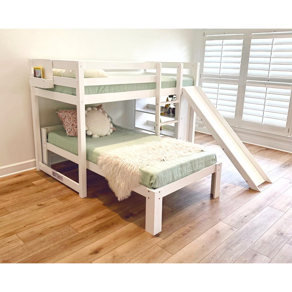 L Shaped Bunk Beds with Storage, Slide, & 2 Bottom Guard Rails. Picture 1
