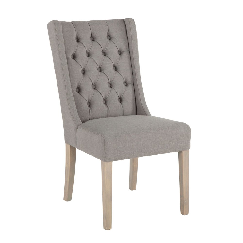 Chloe Oxford Gray Linen Dining Chairs, Set of 2. Picture 5