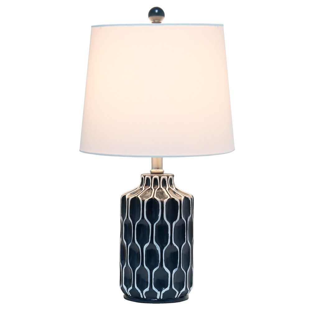 Moroccan Table Lamp with Fabric White Shade, Blue. Picture 1