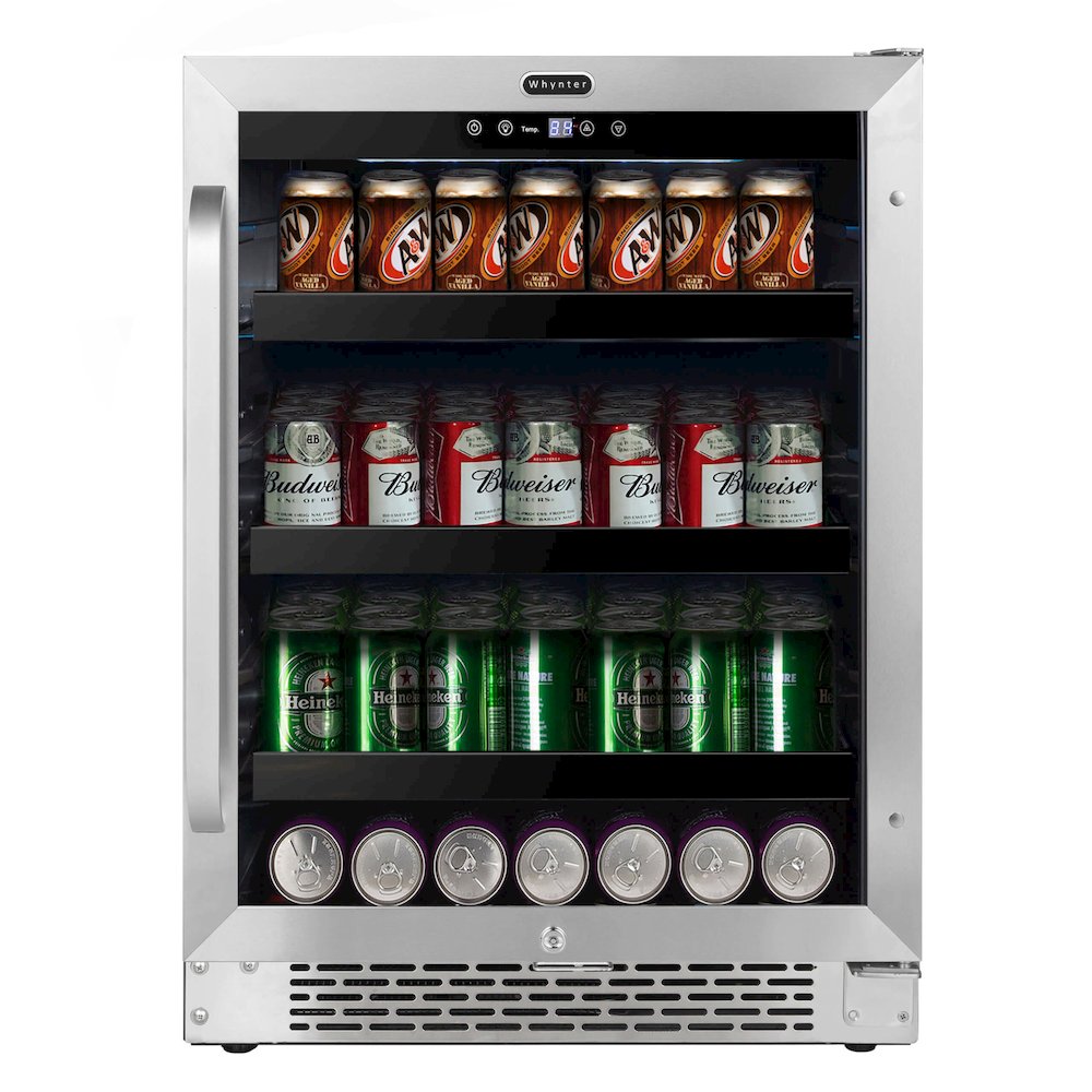 24 inch Built-In 140 Can Undercounter Stainless Steel Beverage Refrigerator. Picture 1