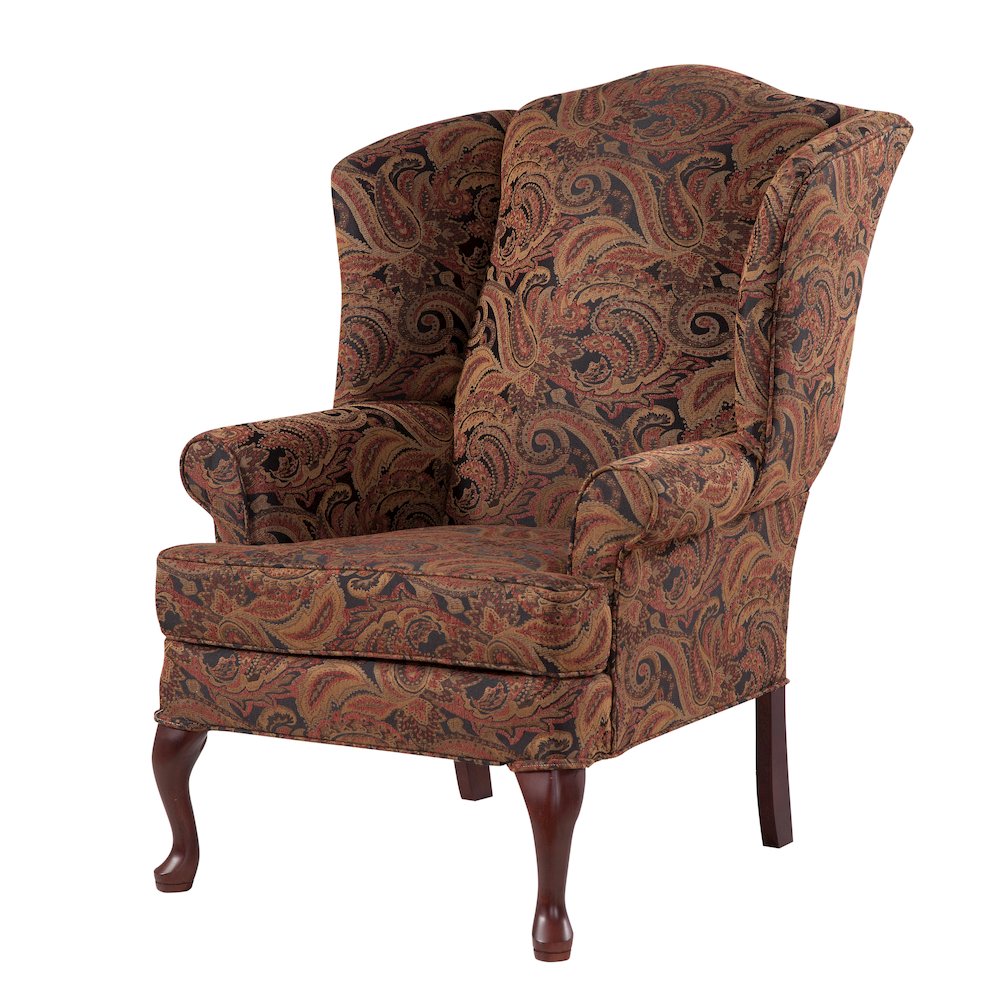 Paisley Cranberry Wing Back Chair. Picture 2