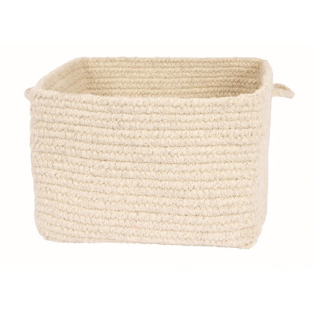 Chunky Natural Wool Square Basket - Natural 12"x8". Picture 1