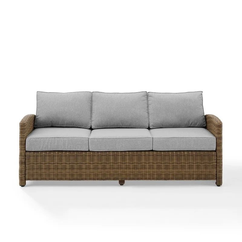 Bradenton Outdoor Wicker Sofa Sand/Weathered Brown. Picture 1