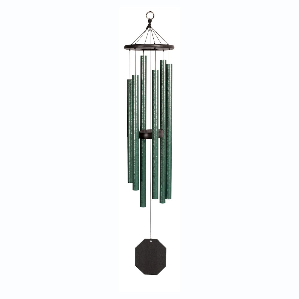 Wind Chime made with powder coated Aluminum tubes in Malachite. Picture 1