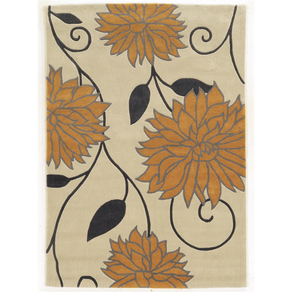 Trio Floral Ivory & Marigold 5x7, Rug. Picture 1