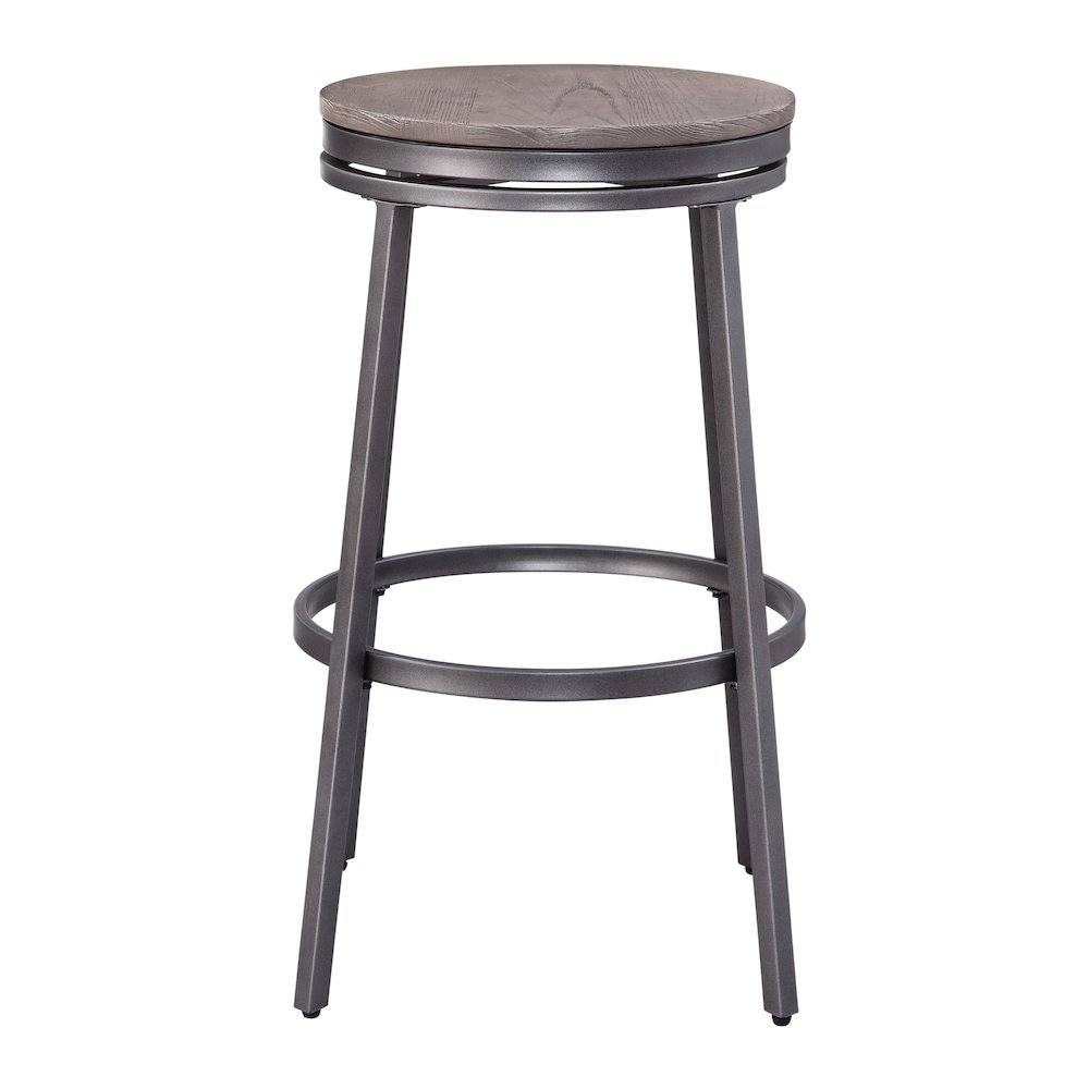 Chesson Backless Bar Stool - Grey Frame/Dark Driftwood Grey Seat. Picture 1