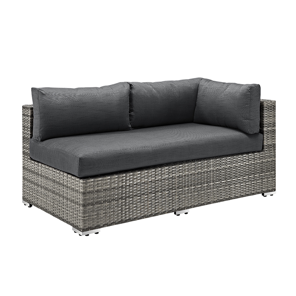 4-Piece Grey Multi-Shade Rattan Sectional with Cushions. Picture 4
