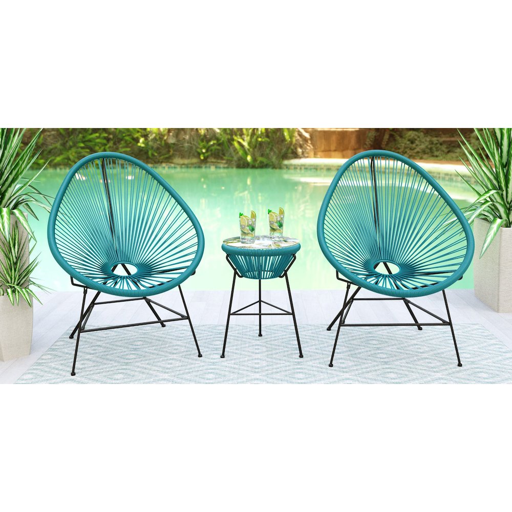 Montara 3 Piece Outdoor Lounge Patio Chair With Glass Top Table. Picture 3