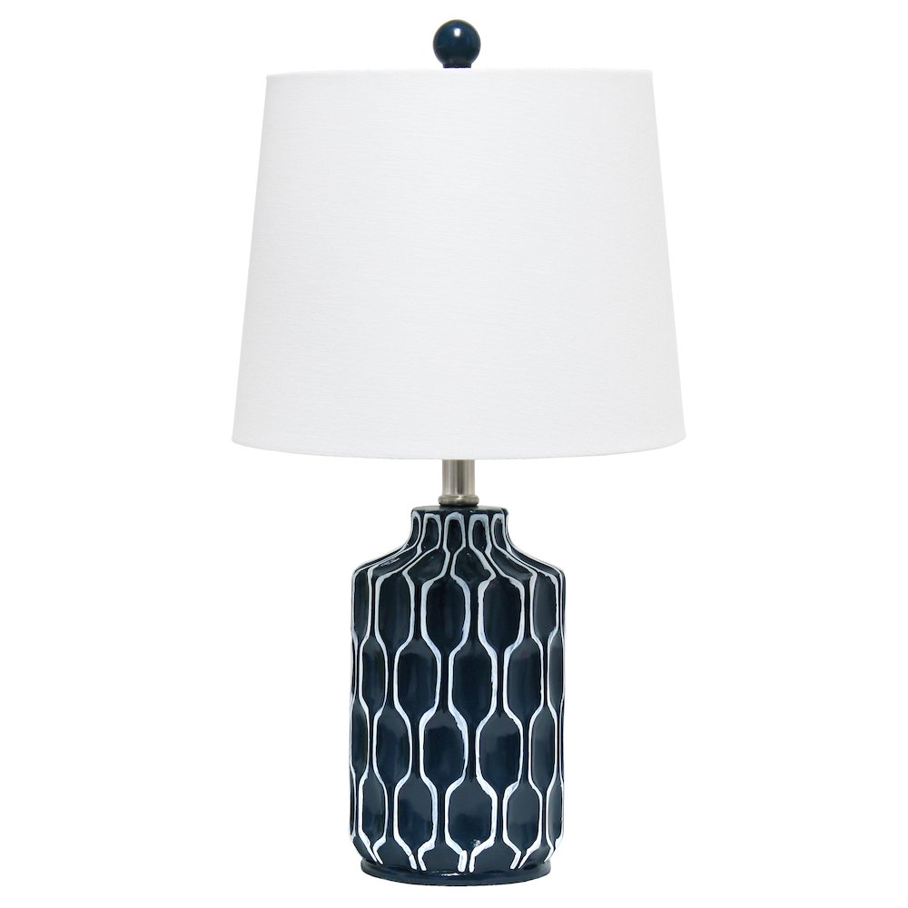 Moroccan Table Lamp with Fabric White Shade, Blue. Picture 2