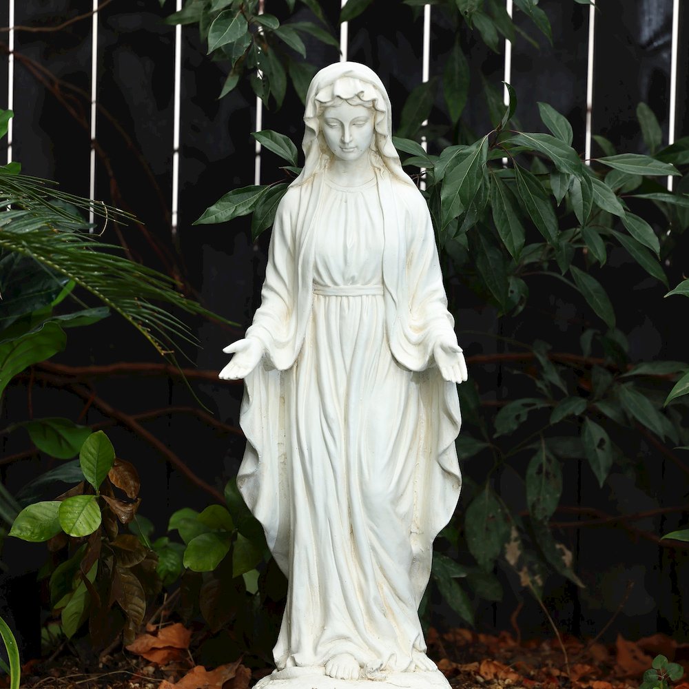 30.5" H Virgin Mary Indoor Outdoor Statue, Ivory. Picture 11