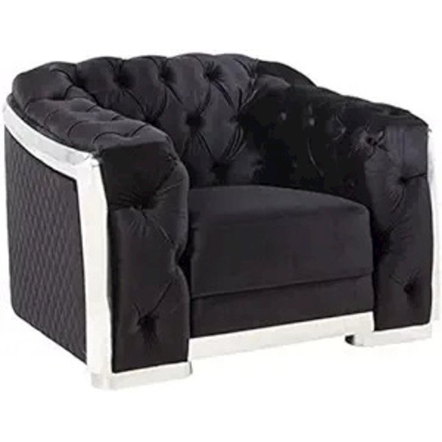 Pyroden Chair, Black Velvet & Chrome Finish (LV00298). Picture 1