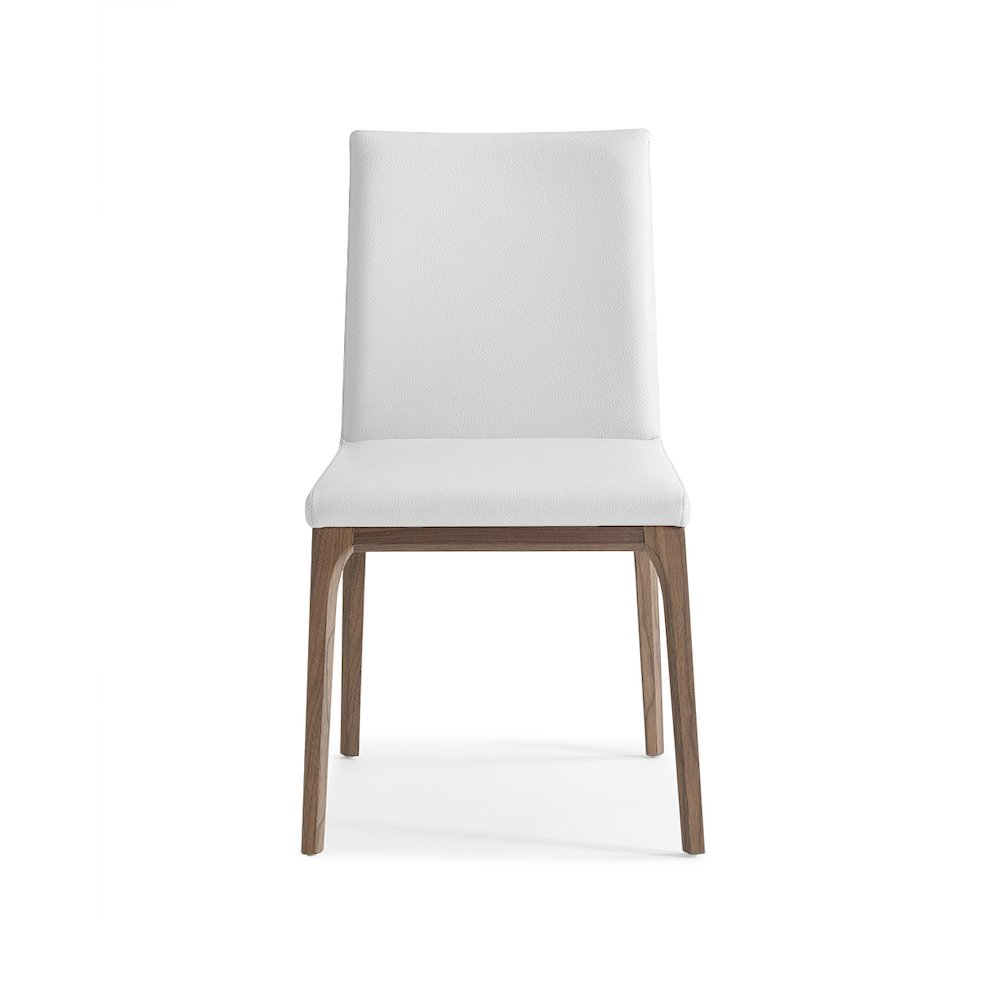 Stella Dining Chair White faux leather solid wood with walnut veneer base frame.. The main picture.