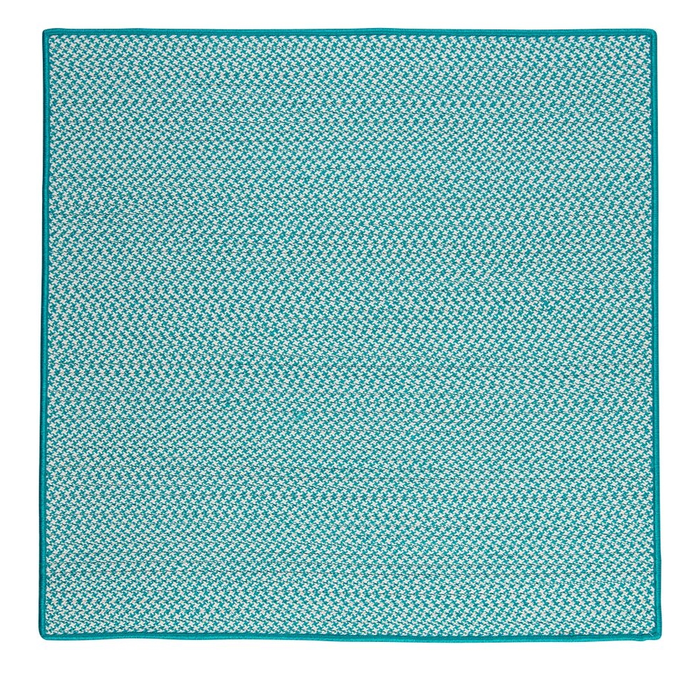 Outdoor Houndstooth Tweed - Turquoise 12' square. Picture 1