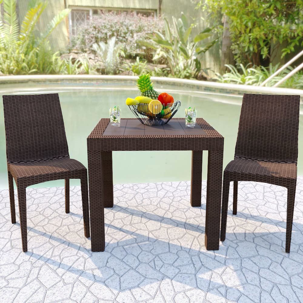 LeisureMod Weave Mace Indoor/Outdoor Dining Chair (Armless), Set of 4 MC19BR4. Picture 2