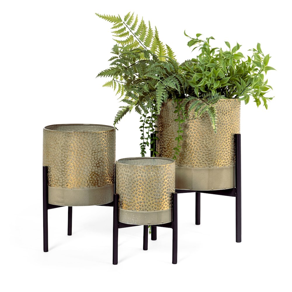 Ambre Metal Table Top Planters, S3. Picture 2