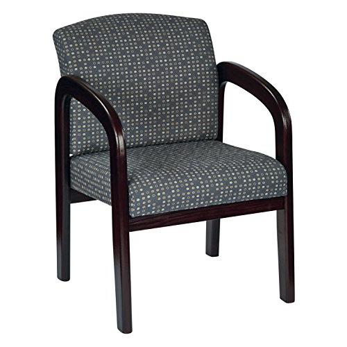 Fabric Mahogany Finish Wood Visitor Chair. Picture 1