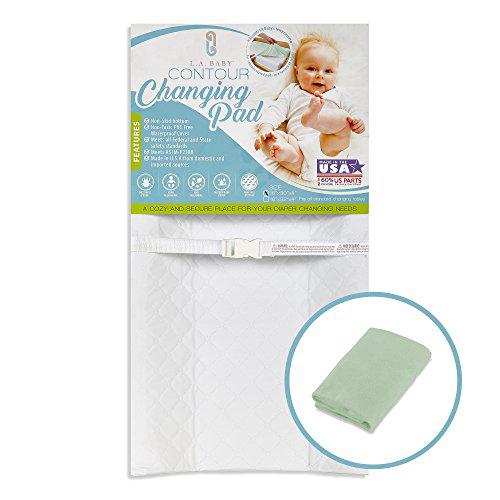 [Combo Pack] Contoured Waterproof Diaper Changing Pad, 32" with Bonus Washable Mint Terry Cover. Picture 1