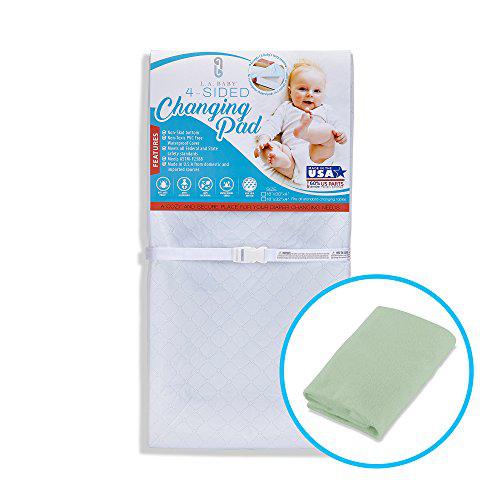 [Combo Pack] 4-Sided Waterproof Diaper Changing Pad, 30" with Bonus Washable Mint Terry Cover. Picture 1