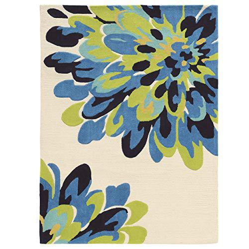 Trio Bloom Ivory & Blue 5x7, Rug. Picture 1