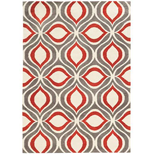 GEO 06 GREY/RED 8X10 Rug. Picture 1
