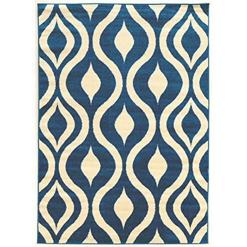 Claremont Drops Blue & Ivory 8x10, Rug. Picture 1