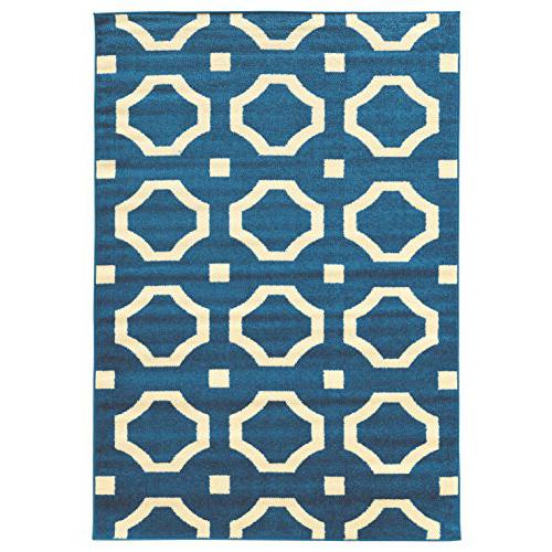 Claremont Octagon  Blue/Creame 2'x3'  Rug. The main picture.