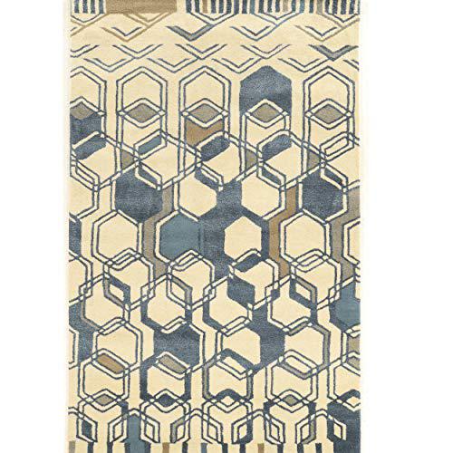 Aspire Wool Triangle Ivory/Grey 5x8 Rug. Picture 1