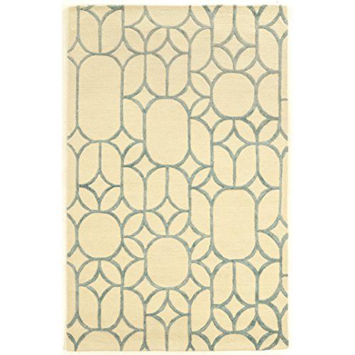 Aspire Wool Window Ivory/Turquoise8x11 Rug. Picture 1