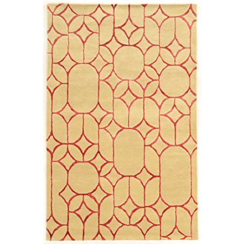 Aspire Wool Window Ivory/ Coral  5x8 Rug. The main picture.