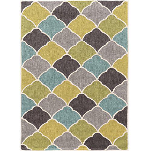 TRIO Tiles greens gold blue silk  8ftx10 Rug. Picture 1