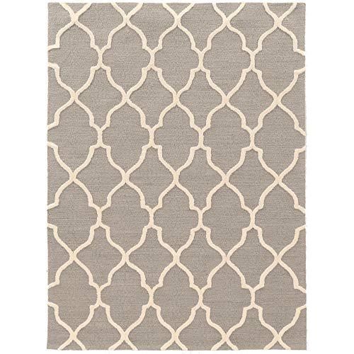 TRIO Geo Gray with Cream silk  8ftx10ft Rug. Picture 1