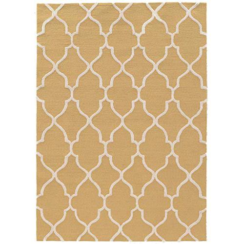 TRIO Geo yellow with Cream silk 5ftx7ft Rug. Picture 1