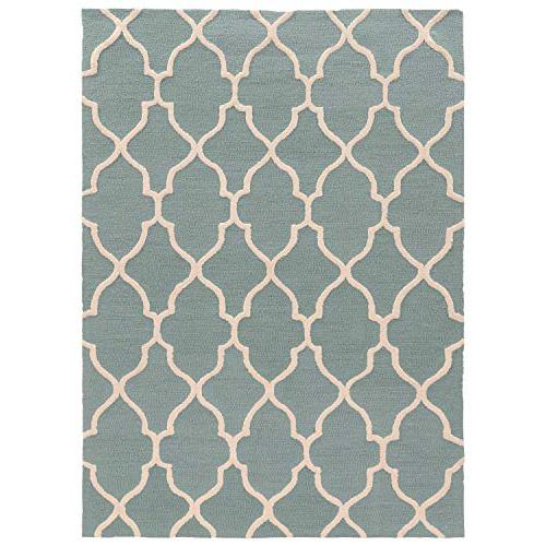TRIO Geo Turquoise with Cream silk  8ftx Rug. Picture 1