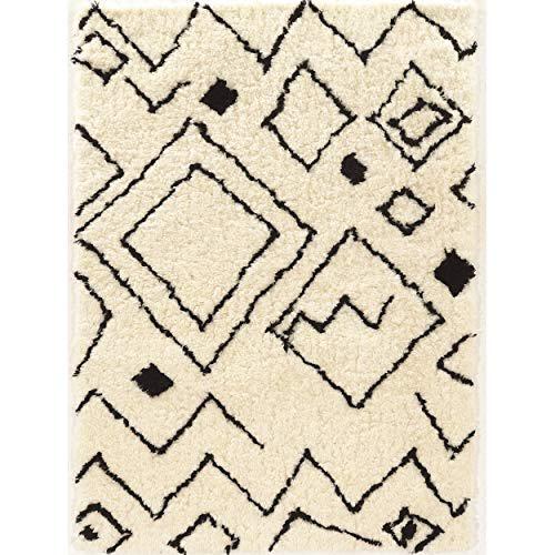 Morocco Shag Damascus ivory black 2x3 Rug. The main picture.